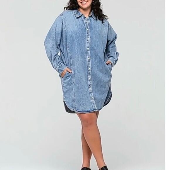 Women's Denim Long Sleeve Mini Shirtdress Size X-Large NWT- Universal Thread - Picture 3 of 13